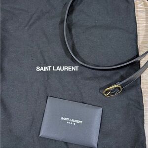Saint Laurent Frame Thin Black Belt